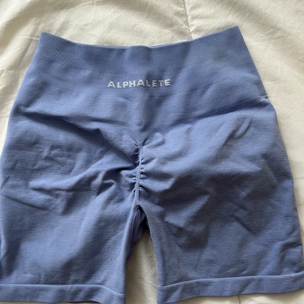 Alphalete Blue Bike Shorts High Waist Performance